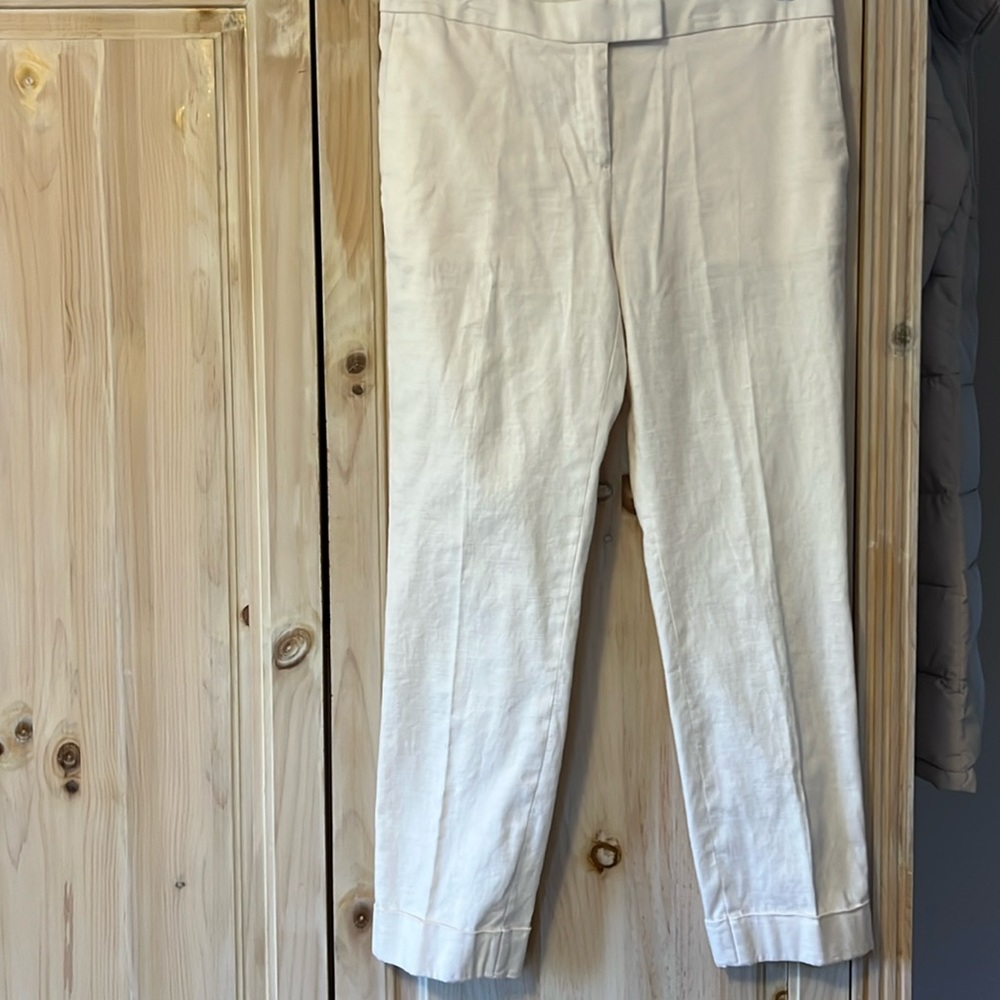 Ann Taylor linen cotton blend white cuffed pants - Picture 2 of 9